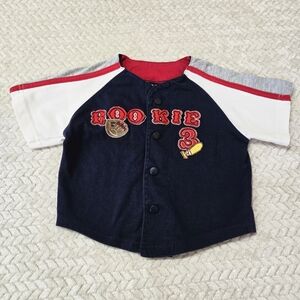 Vintage 90s Baby Rookie Baseball Short Sleeve Button Up Shirt Size 18m